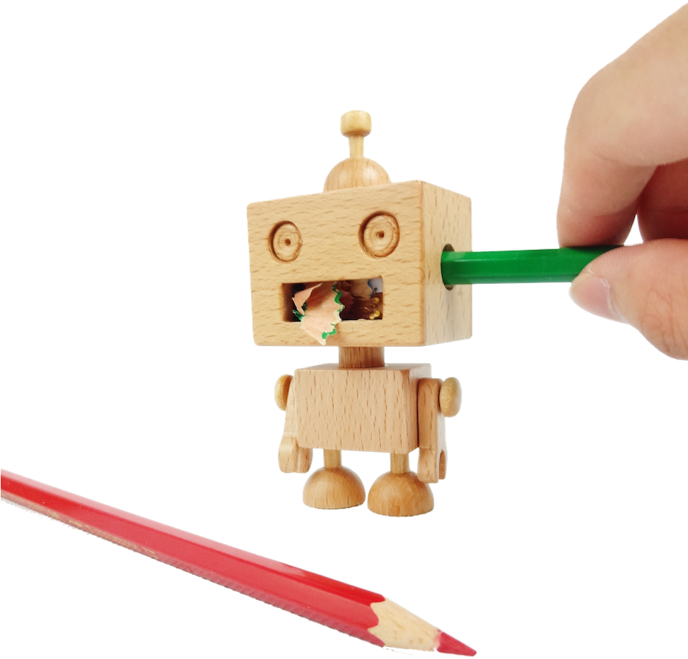 Wooden Robot Pencil Sharpener - Robot Pencil Sharpener (972x1000), Png Download