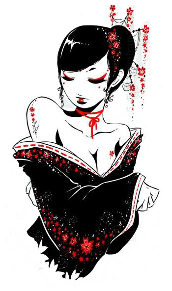 Png-geisha - Geisha - Kimono Tattoo Design (377x599), Png Download