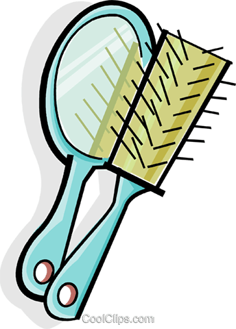 Mirror And A Hair Brush Royalty Free Vector Clip Art - Cartoon Hair Brush (344x480), Png Download
