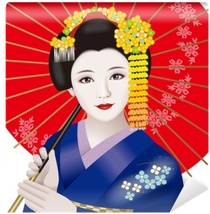 Japanese Geisha Girl Paintings (400x400), Png Download
