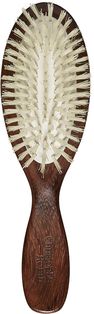 Travel Hairbrush 100% Natural Boar-bristle & Wood - Christophe Robin Travel Hair Brush (316x1024), Png Download
