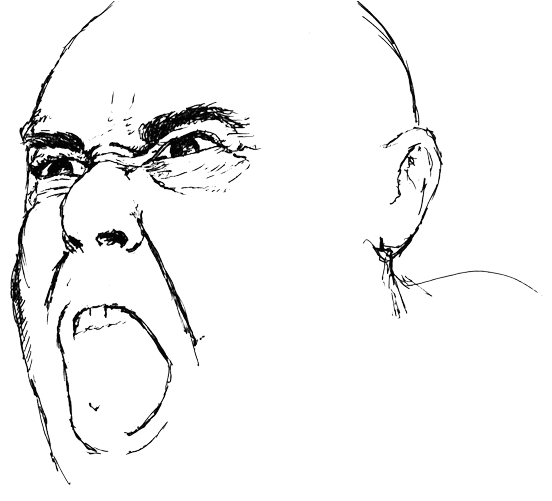 Ink Sketch Of A Man's Face, Screaming - Sketch (562x500), Png Download