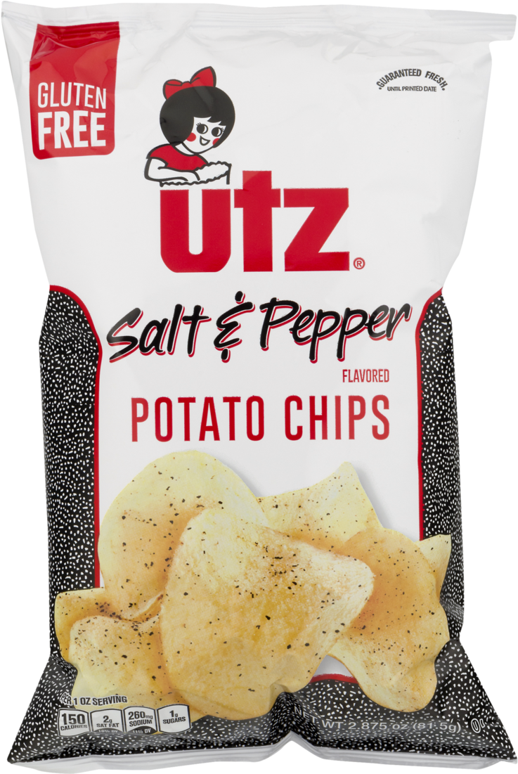 Utz Potato Chips, Salt & Pepper - Salt Pepper Potato Chips (1100x1100), Png Download