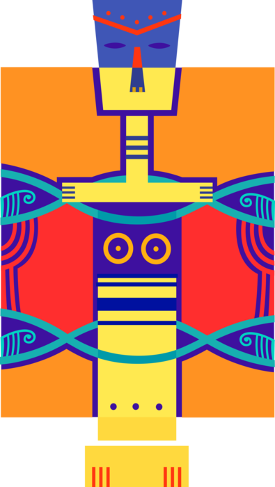 Vector Illustration Of Native American Indigenous Northwest - Poster (395x700), Png Download