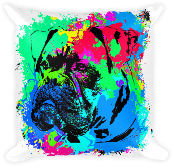 Boxer Colorful Splash Paint Decorative Pillow - Colorful Boxer (600x600), Png Download
