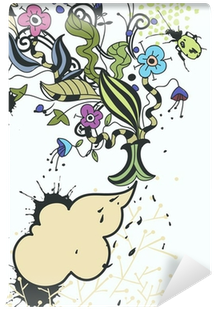 Fantasy Vector Frame With Colored Flowers And Paint - Cartoon (400x400), Png Download