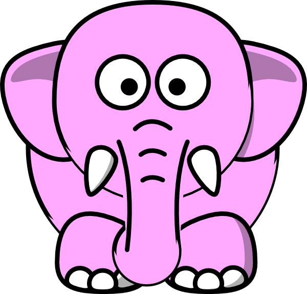 Purple Baby Shower Elephant Mom And Baby Clip Art At - Elephant Cartoon Black And White (600x573), Png Download