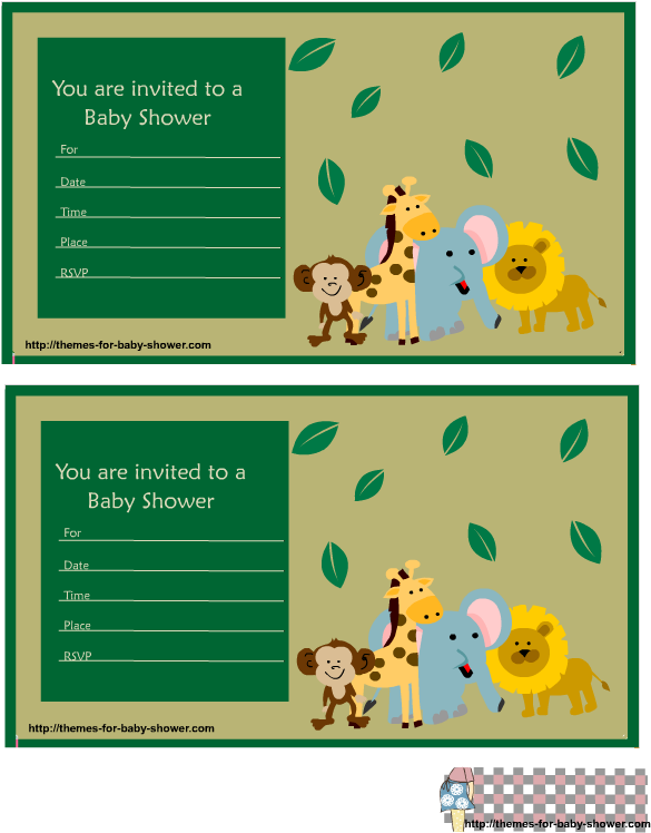 Safari Baby Shower Invitations Featuring Lion, Monkey, - Invitaciones De Safari Vacias (612x792), Png Download
