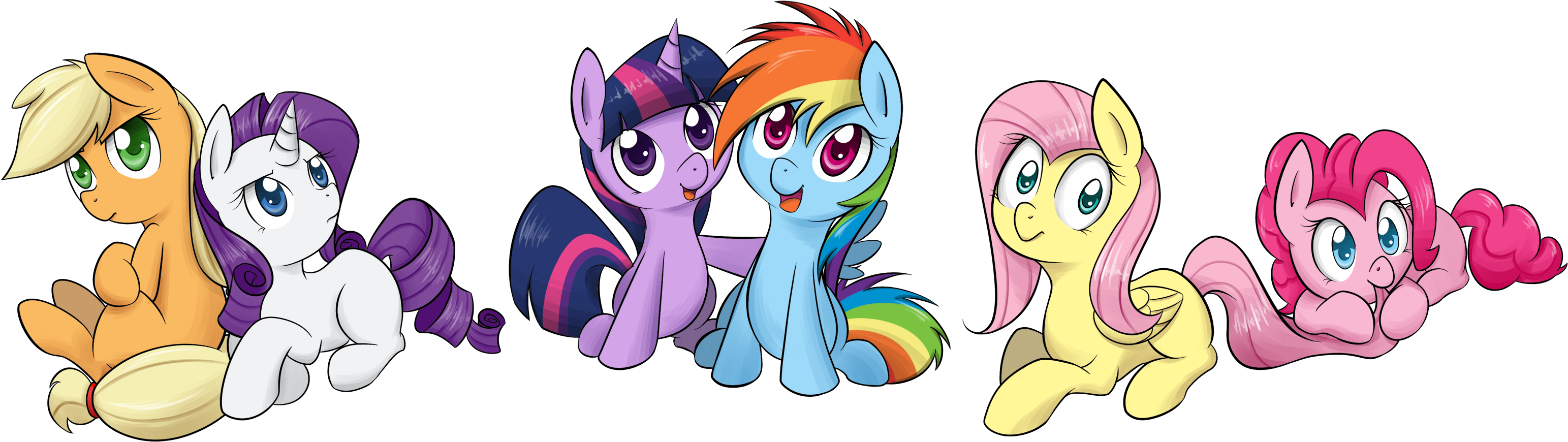 Rainbow Dash Pony Twilight Sparkle Pinkie Pie Rarity - Applejack (3300x1000), Png Download
