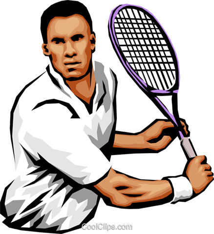 Male Tennis Player Royalty Free Vector Clip Art Illustration - Tennis Player Vector Png (438x480), Png Download