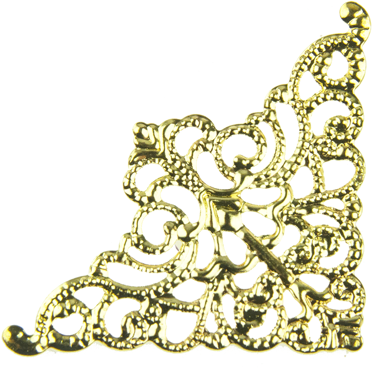 10 Filigree Gold Corners - Gold (800x800), Png Download