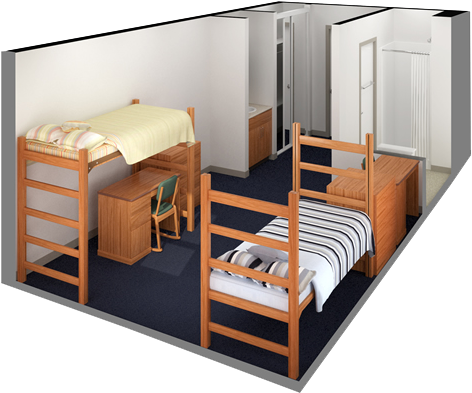 Academic Village Double Suite - Csu Academic Village Dorm (485x410), Png Download