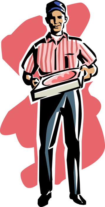 Vector Illustration Of Pizza Delivery Man Delivers - Entregador De Pizza Png (357x700), Png Download