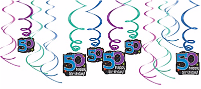 50th Birthday Swirl Decorations - Movie Foil Swirl Hanging Decorations (each) (400x414), Png Download