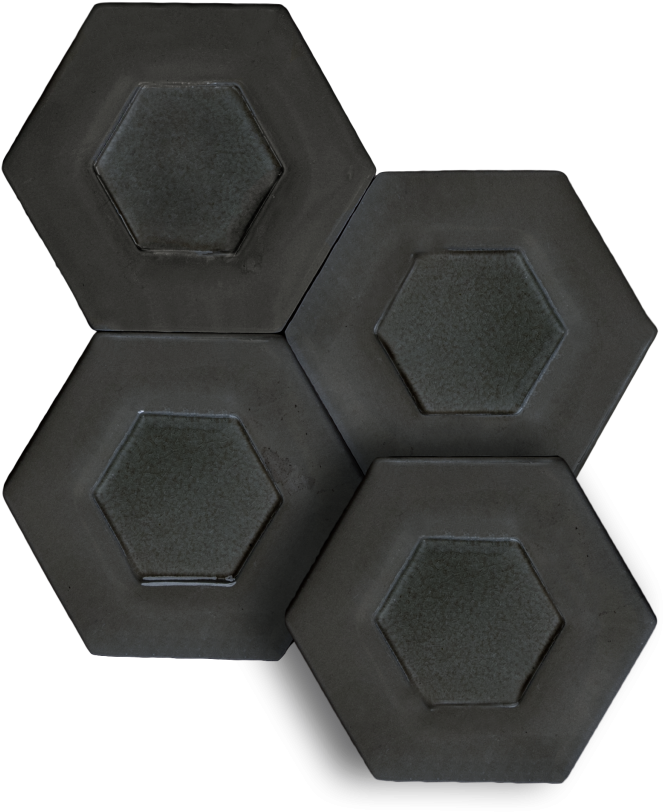 Ceramic Field Tile Hexagon Black Mft-3251 - Tile (768x901), Png Download