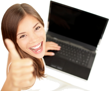 Happy Laptop Woman (400x300), Png Download