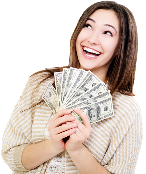 Big Purpose Big Money Happy Woman1 - Happy Woman With Money (600x600), Png Download
