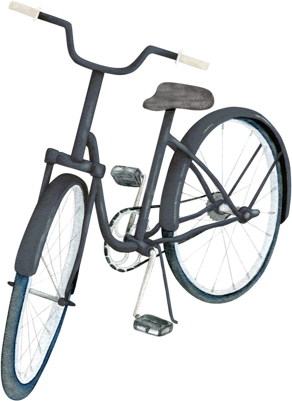 Bicicleta Png De Decoracion - Bicycle Flowers Basket Watercolor (1024x1387), Png Download