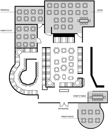 Seasons 52 Private Dining Floorplan For The Orlando - Seasons 52 Floor Plan (431x500), Png Download
