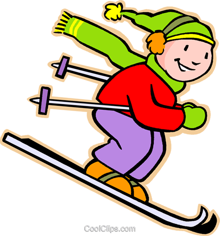 Little Boy Skiing Royalty Free Vector Clip Art Illustration - Snow Skiing Cartoon (448x480), Png Download