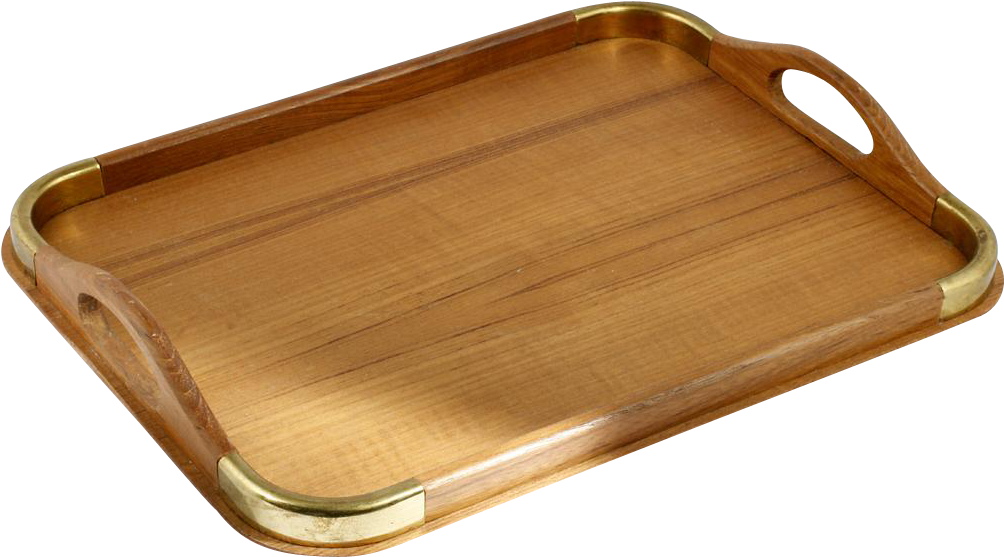 Winsome Wood Teak And Brass Tray Vintage Mid Century - Plywood (1003x1003), Png Download