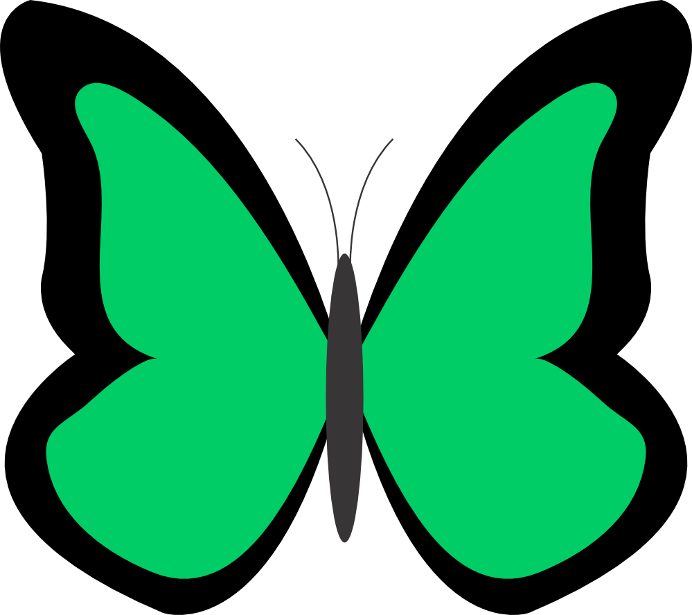 Green - Color - Clipart - Green Flowers Clip Art - Butterfly Clip Art Green (999x888), Png Download