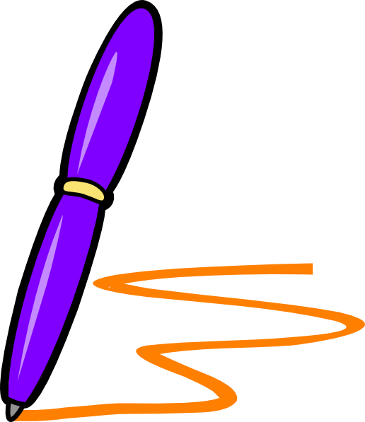 Lilac Pen Orange Writing Clip Art At Clker - Cartoon Pen And Paper (516x597), Png Download