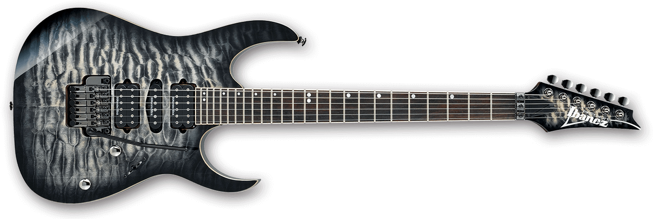 Rg970wqmz Bib - Ibanez Rg970wqmz-bib Black Ice Burst Electric Guitar (1340x460), Png Download