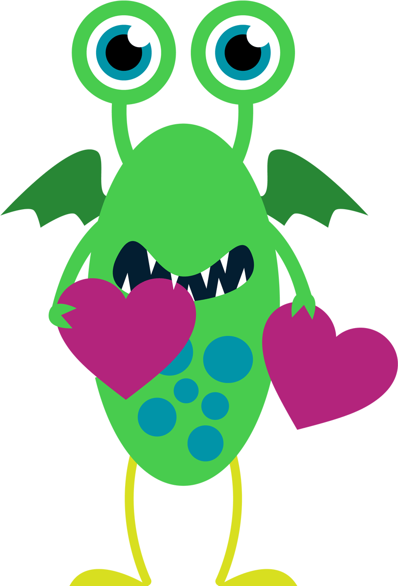 Monster Clipart Valentines Day - Monstruos Infantiles (848x1200), Png Download