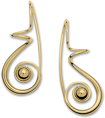 14kt Clef Earrings With Gold Ball - Gold (700x477), Png Download