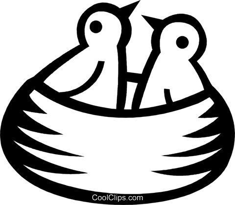 Pájaros En Un Nido De Pájaro Libres De Derechos Ilustraciones - Bird Nest Clip Art (480x419), Png Download