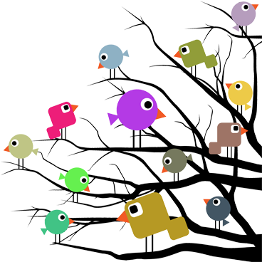 Vinilo Infantil Pájaros Color Ramas Árbol - Pajaros En Un Arbol Dibujo (374x374), Png Download