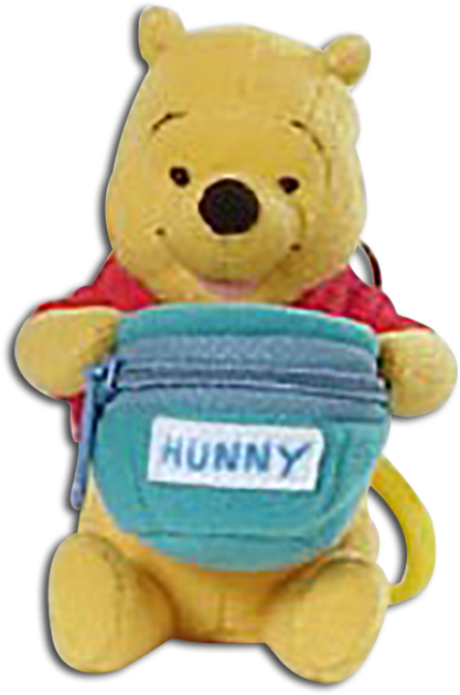 Winnie The Pooh Clip On Honey Pot Treasue Keeper Key - Winnie The Pooh Stuffed Animal With Honey Pot (500x642), Png Download