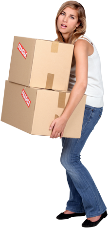 Not Too Heavy - Woman Lifting Heavy Box (333x500), Png Download