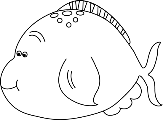 Black And White Cute Fat Fish - Fat Fish Black And White (550x407), Png Download