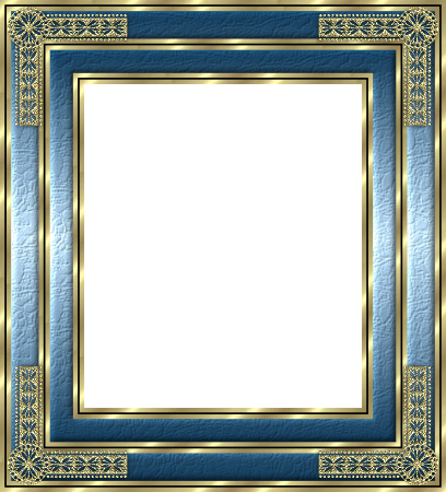 Moldura De Tela Azul - Molduras Azul Com Dourado (408x450), Png Download