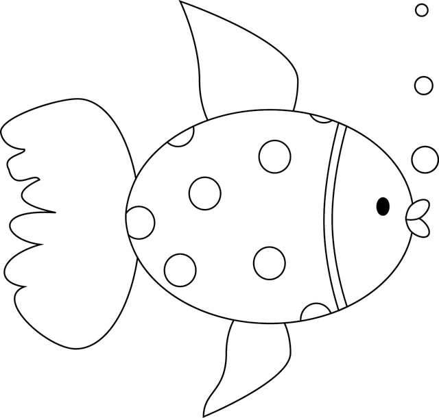 This Cute Fish Digital Stamp Is Ideal For Adding To - Line Art (640x610), Png Download