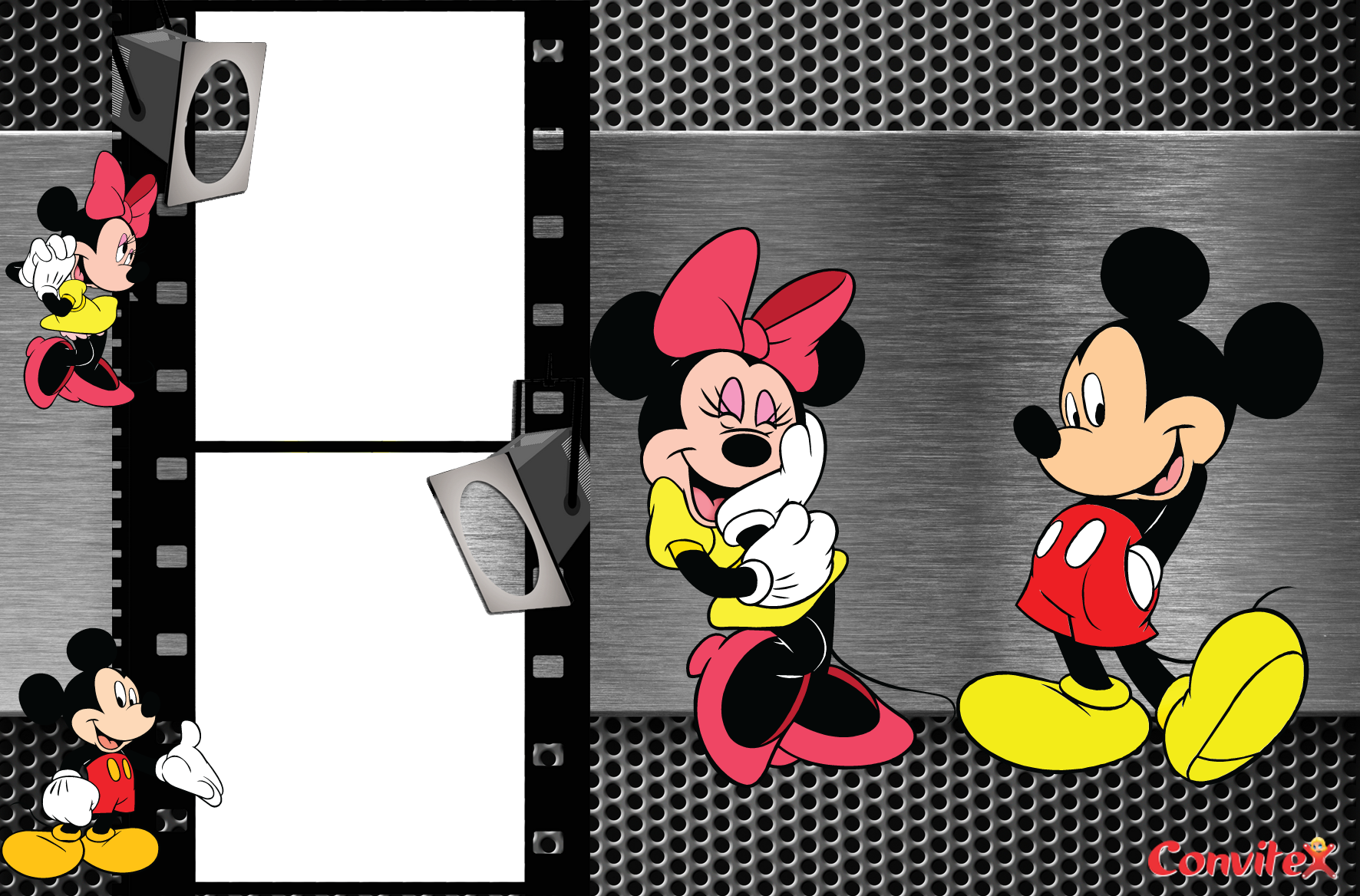 Esta Entrada Foi Postada Em 02/07/2012, Em Convites - Marcos Para Fotos Mickey Y Minnie (1772x1168), Png Download