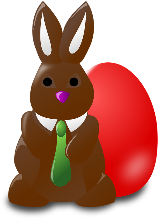 Easter Background Collection - Chocolate Rabbit Clip Art (543x720), Png Download