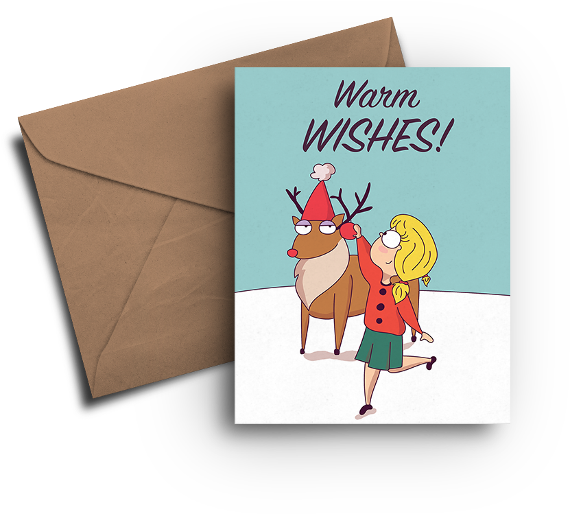 Reindeer Christmas Greeting Card - Land O Lakes (1000x946), Png Download