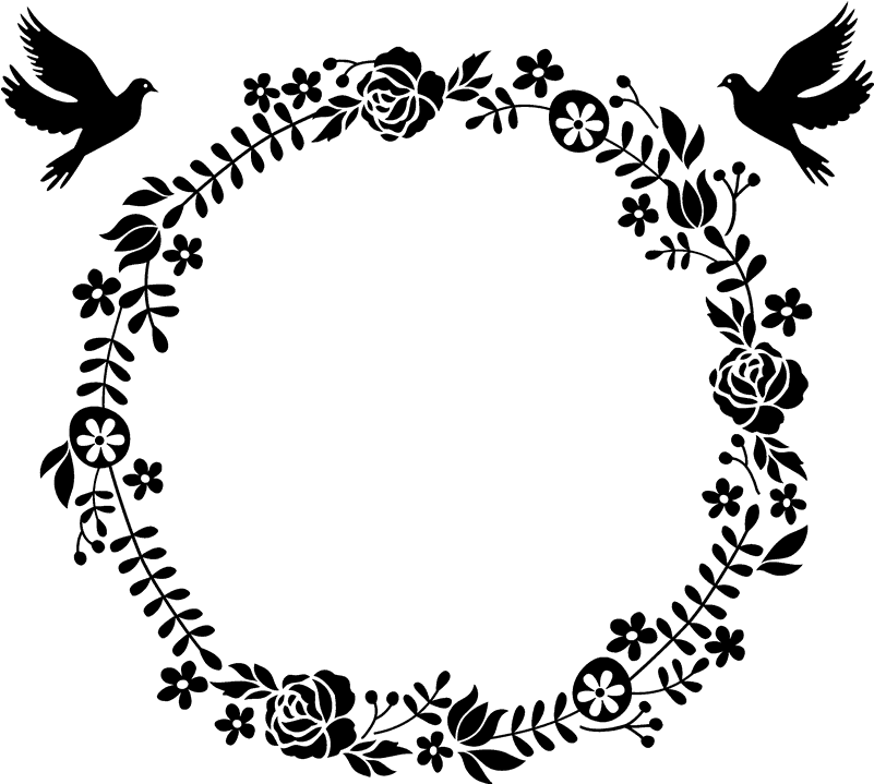 Wreath With Doves Rubber Stamp - Stamps Wedding (800x800), Png Download