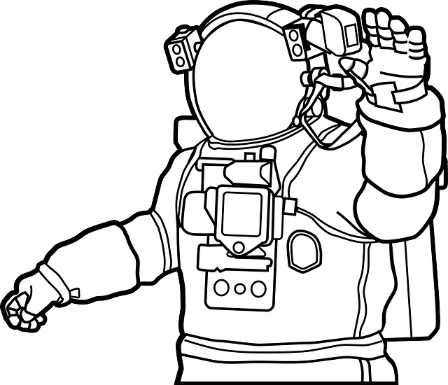 Image Result For Man On Moon Drawing - Astronaut Clipart (640x550), Png Download