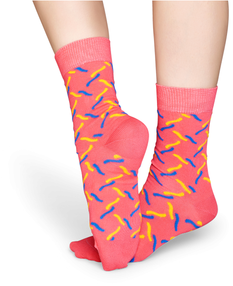 Calcetines De Color Rosa Con Líneas De Amarillo Y Azul - Sock (548x600), Png Download