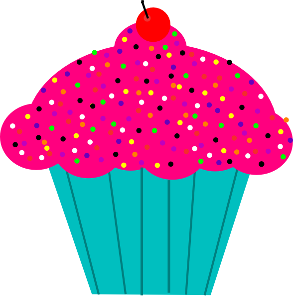 Frosting Clipart Pink Cupcake - Cupcake Clip Art Pink (588x597), Png Download