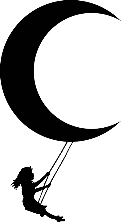 Lunar Clipart Moon Girl - Dibujos De Media Luna (393x720), Png Download