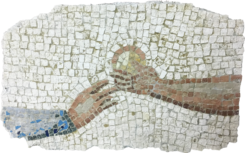The Golden Apple - Mosaic Fragment With Man Leading A Giraffe (876x535), Png Download