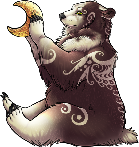 Fl/72, Bear On The Moon, - Moon Bear Drawing (600x600), Png Download