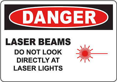 Danger Laser Beams Do Not Look Directly At Laser Lights - Warning Signs (400x400), Png Download