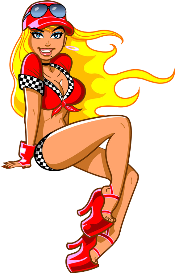 Sexy Blonde Auto Racing Girl - Sexy Girl Clipart Png (600x900), Png Download