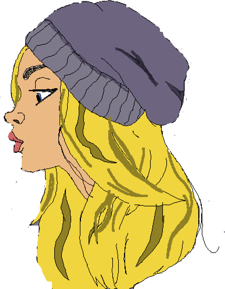 Blonde Girl With Purple Beanie - Beanie (1000x1000), Png Download